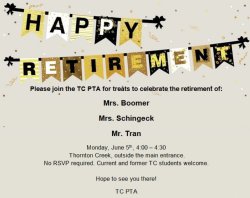 Join TC PTA to Celebration Retirement